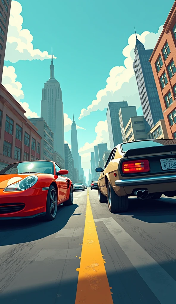 Parking Lot Standoff:
"Two drivers—one in a sleek sports car and the other in an old, beat-up sedan—glare at each other with exaggerated determination as they vie for the same parking spot. Their cars inch closer in a tense standoff, with exhaust fumes rising and the city skyline towering behind them."
[Cartoonish, exaggerated style inspired by racing games and animated films], [Bright, sunlit lighting, sharp shadows, dynamic perspectives, and a gritty, urban environment with detailed car textures and exaggerated tension].