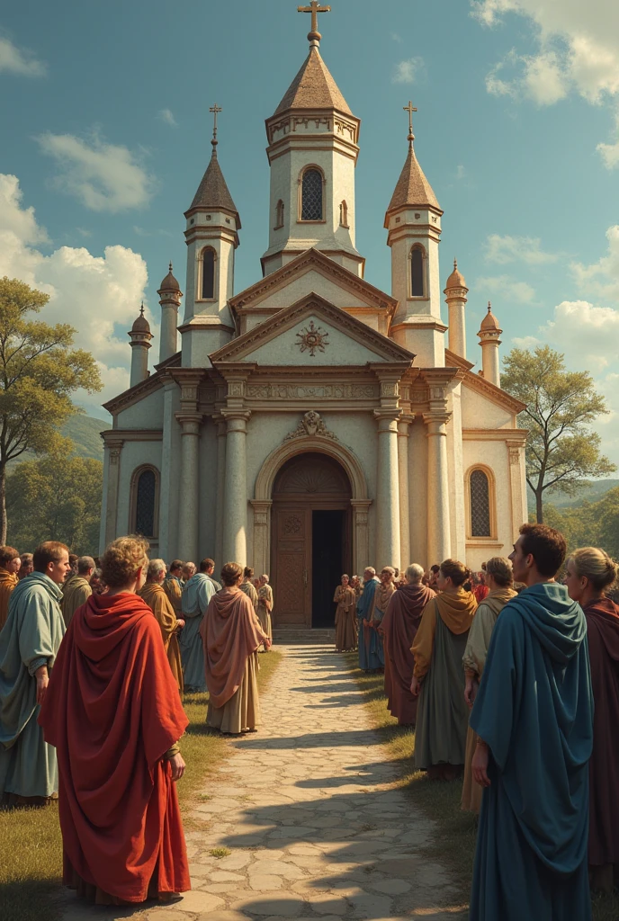 PEOPLE OF DIFFERENT YEARS OLD MAKING A CHURCH