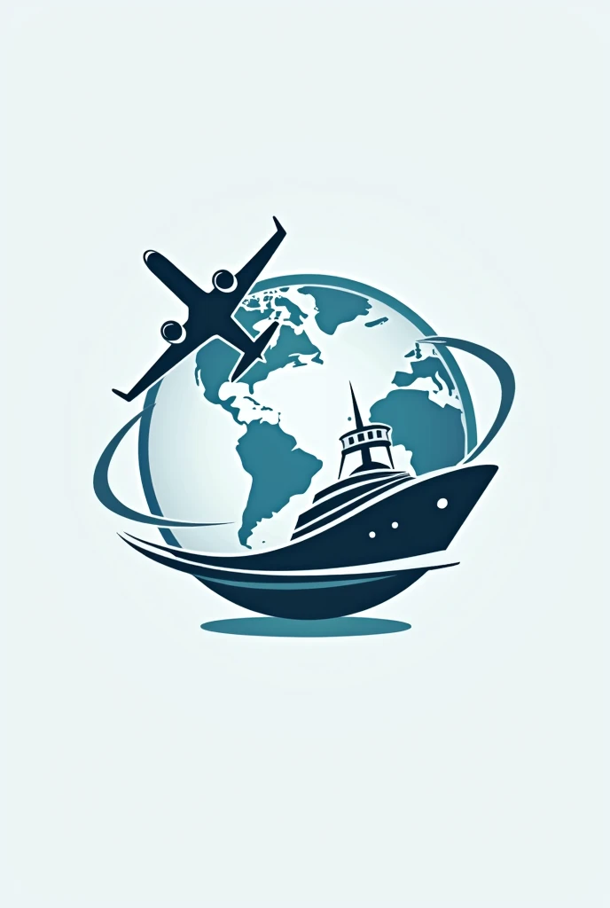 I want to create a logo with a plane and a boat around the world