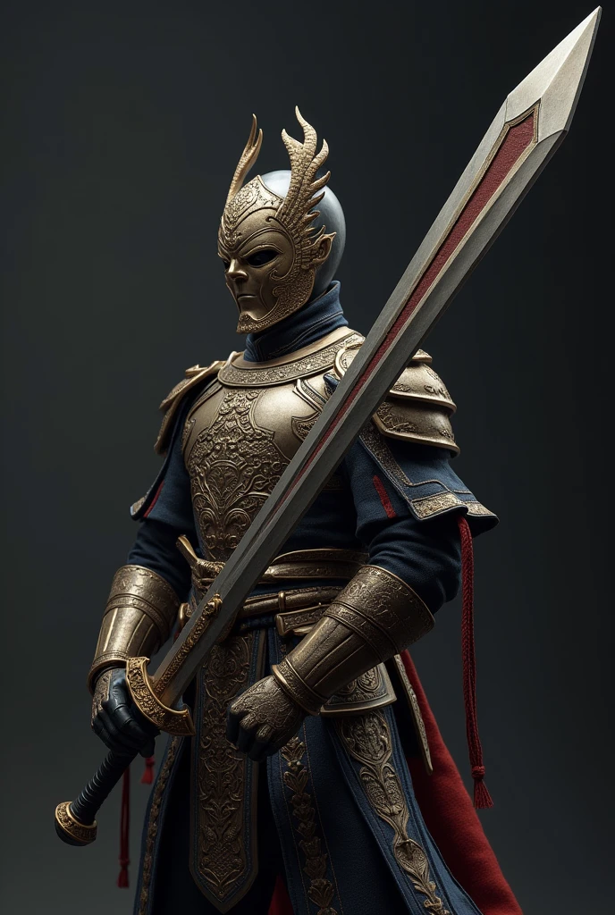 (Outstanding、Professional、Surreal) side view, full size, Detailed sword, Longsword, Duan Ping, Metallic texture