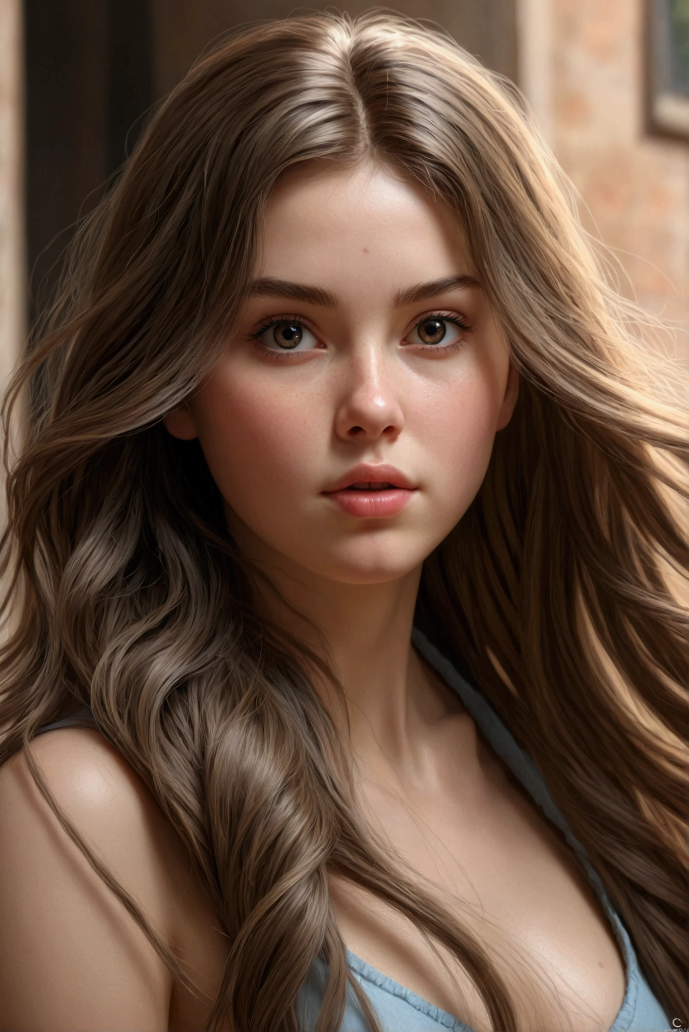 (Real photo, Best Quality), (realist, Photo realist: 1.3), Best Quality, Very detailed, masterpiece, Hyperdetail, illustration, 1 girl, dynamic angle, World masterpiece, disordered_long_hair, Best Quality, fondo de pantalla CG unity 8k, Caucasian perfect body, photographed with a Canon EOS R5, 50mm lens, f/2.8, HdR, (8k)