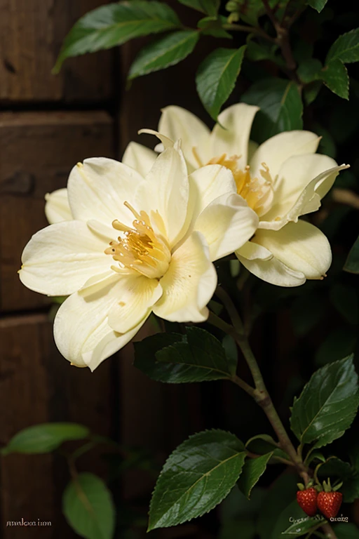 Jasmine flowers and strawberries