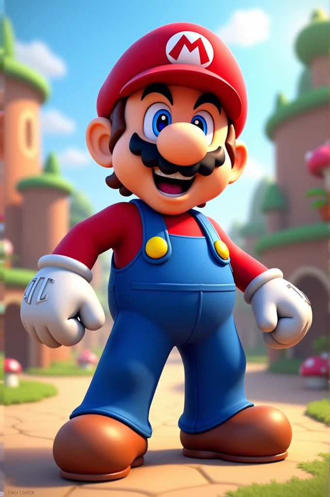 An image of Mario Bros showing his full body and him with his mouth open