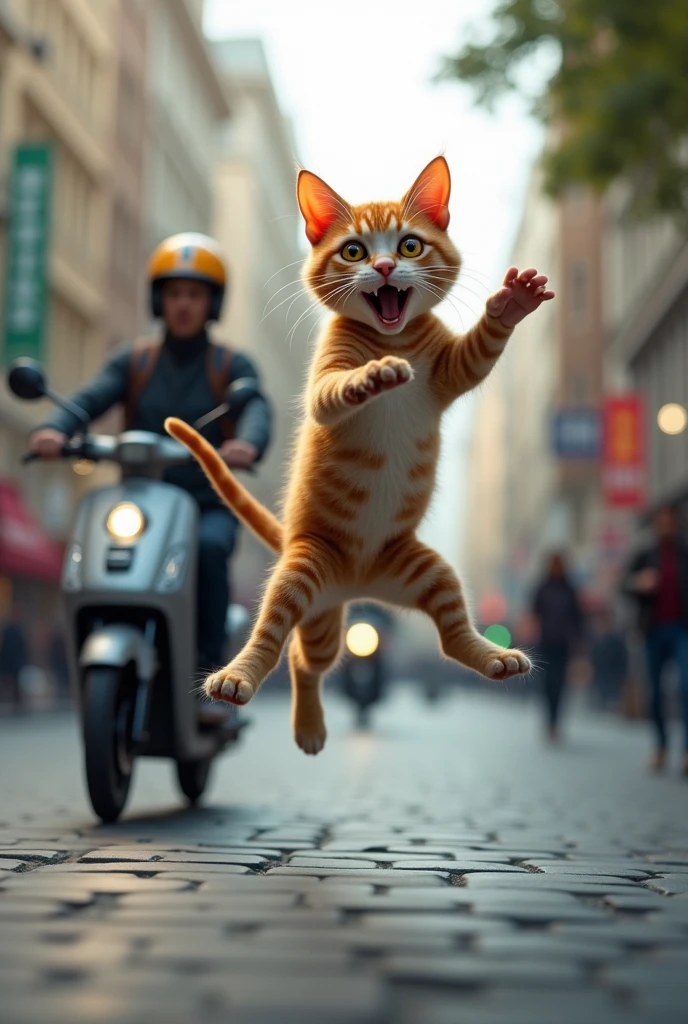 Cat fell from a electric scooty 
