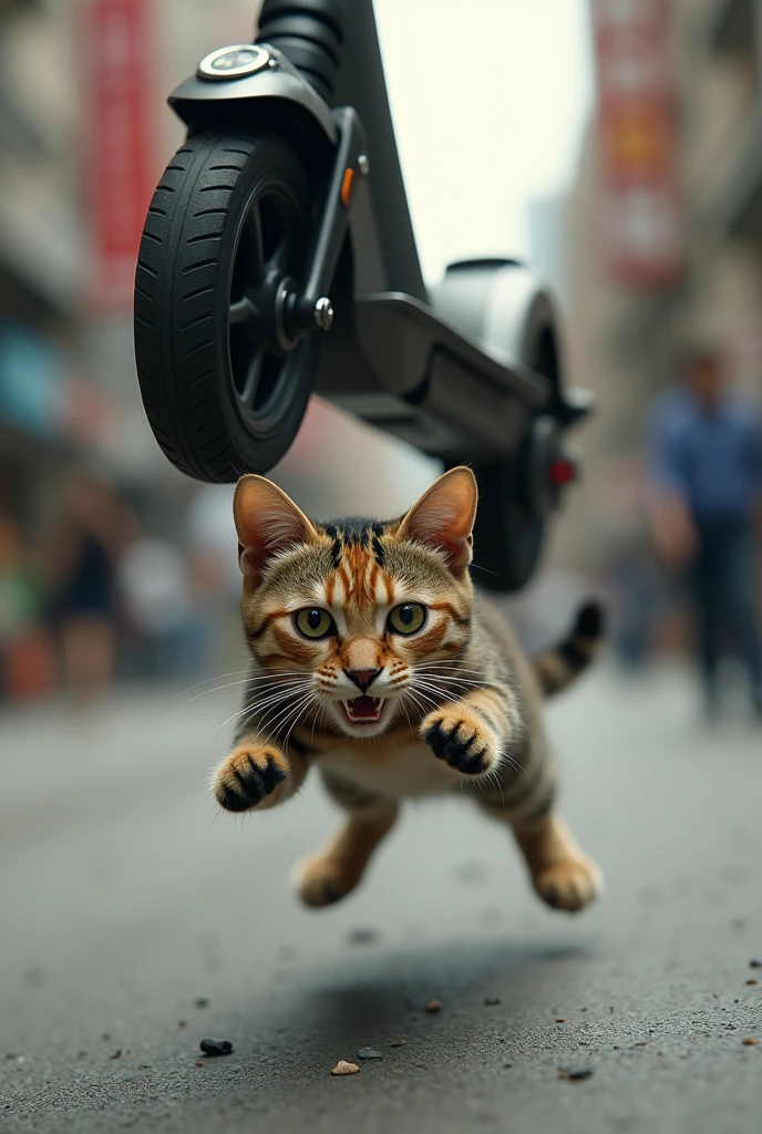 Cat fell on the ground from a electric scooty