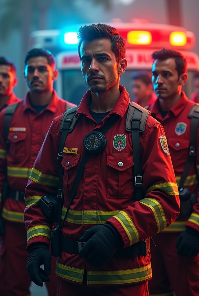 an ambulance VOLUNTEER FIREFIGHTERS AND PARAMEDICS OF TAMAULIPAS BPVT BASE ARBOLEDAS