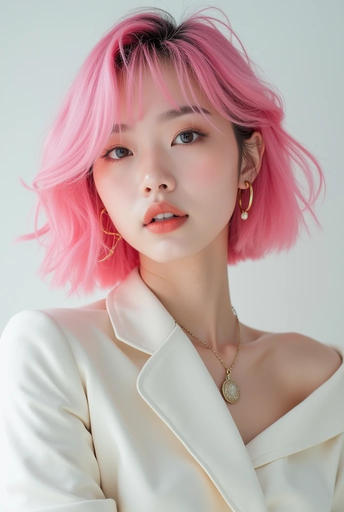 Pink hair idol cute pretty Korean idol bob hairstyle good K-POP real