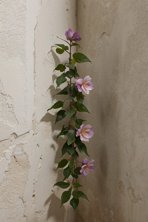 A single jasmine flower, with its climbing plant and purple color