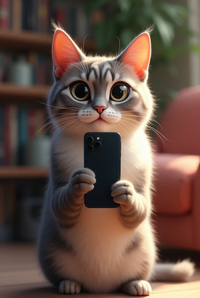 Beautiful Cat taking selfie with Phone 