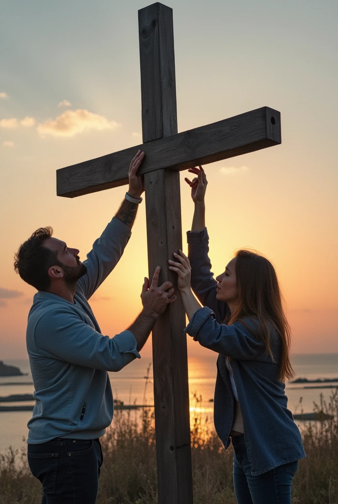 People making a cross