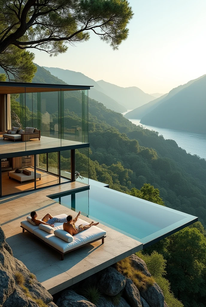 Overlooking nature、Luxury glass villa