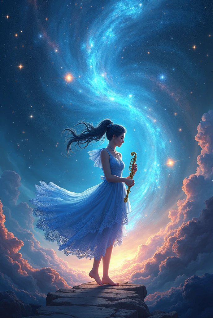 The Starry Symphony: Blue Villo, a gifted musician, discovers that their music can influence the stars. When a cosmic disturbance threatens the balance of the universe, Blue Villo must compose a melody powerful enough to restore harmony to the cosmos.