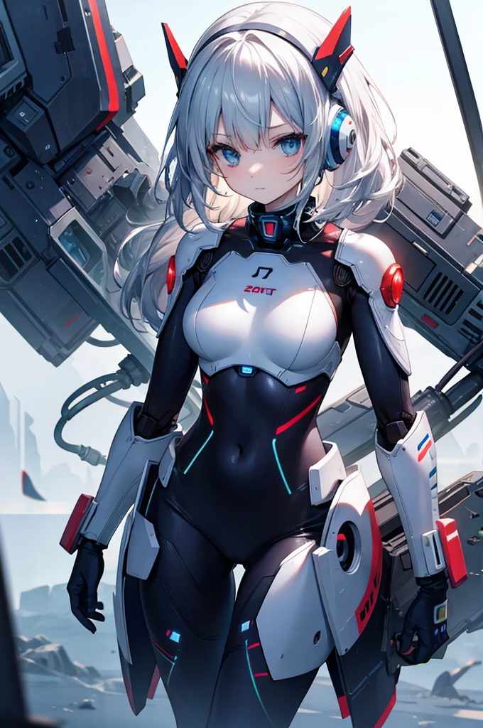 robot girl, solo, fitting suit