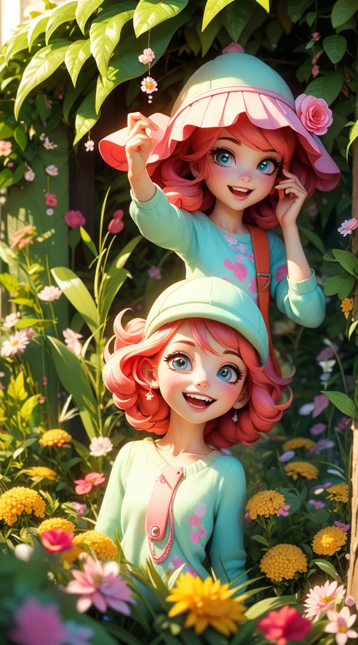 (playful, cartoon, girl, outdoor, 3d rendering), (best quality, 4k, 8k, highres, masterpiece:1.2), ultra-detailed, (realistic, photorealistic, photo-realistic:1.37), vivid colors, vibrant atmosphere, joyful expression, dynamic pose, playful interaction, sunny day, lush greenery, vibrant flowers, creative outfit, whimsical elements, professional 3D rendering, imaginative scenery, charming environment, captivating background, expressive eyes, cheerful smile, soft lighting