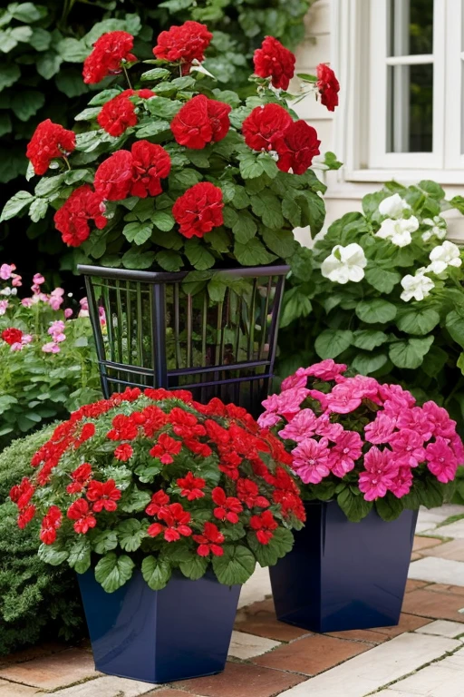 rose, geraniums, honeysuckles