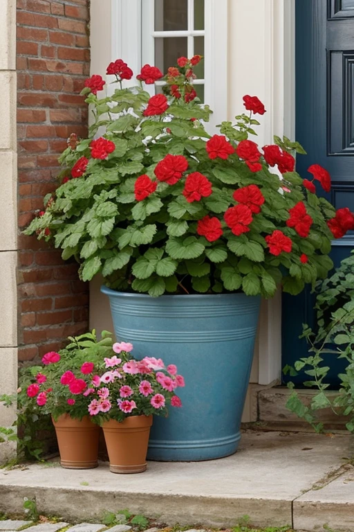 rose, geraniums, honeysuckles