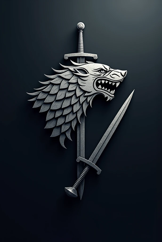 I want to create a logo with the emblem of the Stark house from Game of thrones , the J of Juventus the football team and two crossed swords