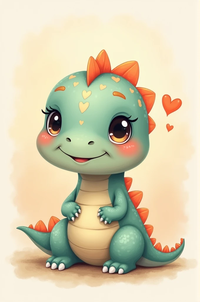 Cute and adorable dinosaur with heart 