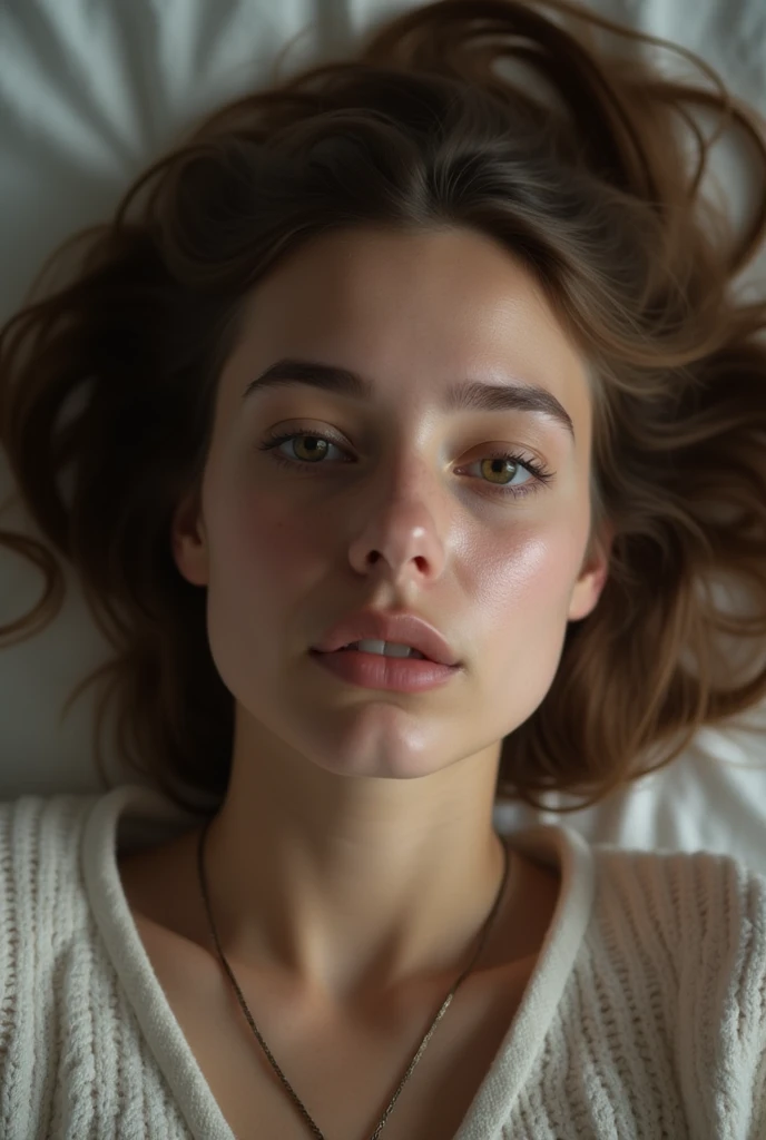 Girls in lying face down, her ass is visible