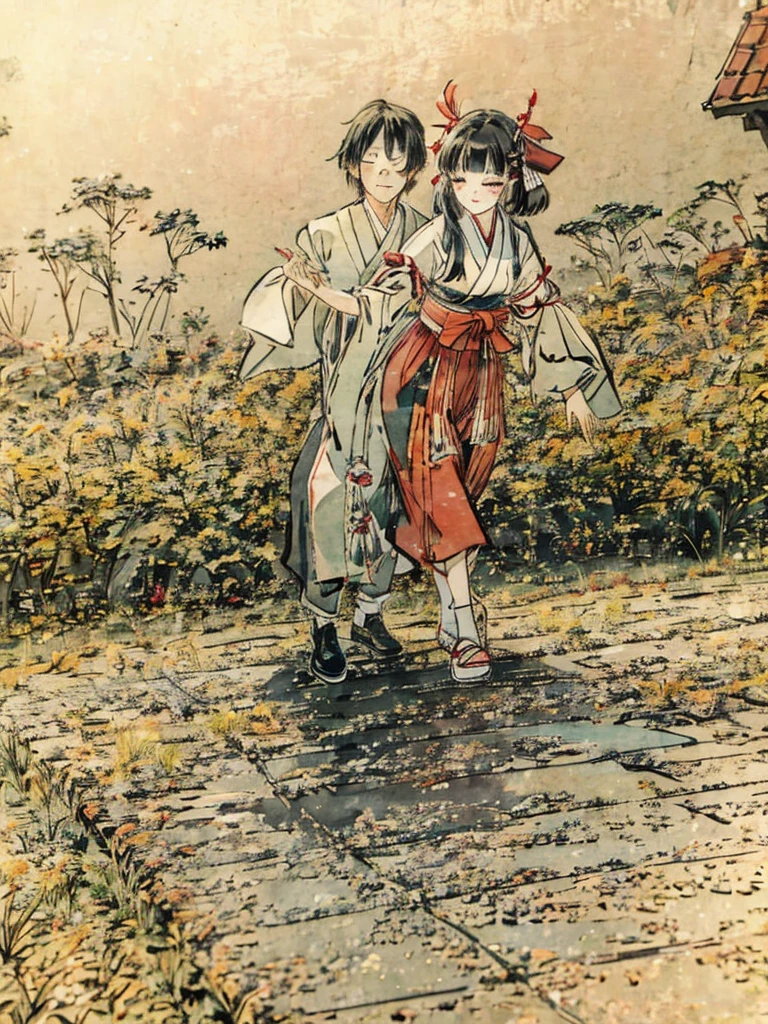 Two people、Shrine maiden、Dance、sacred