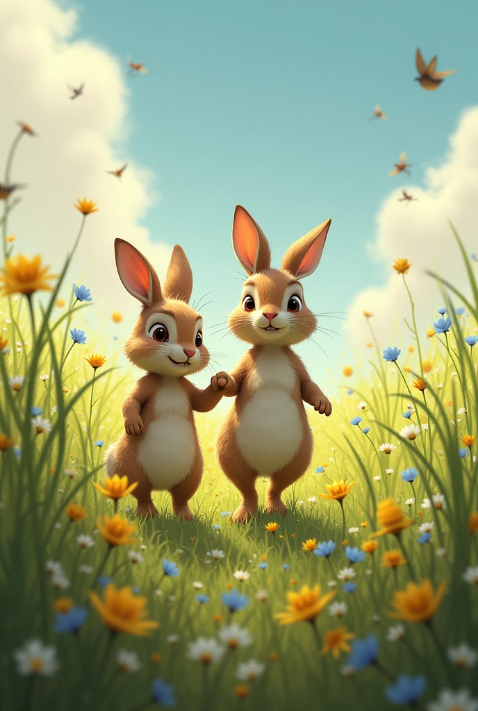 The First HopBenny decided to be brave. With a deep breath, he followed Lucy out of the burrow and into the meadow. At first, Benny’s heart raced with fear. The meadow seemed so vast and full of unknowns. But Lucy stayed close by, encouraging Benny with every hop. “You’re doing great, Benny!” she cheered.