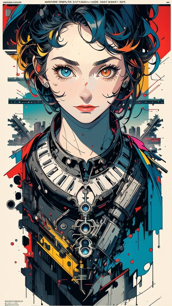 (((masterpiece, highest quality))),(((solo:1.2))),(((1girl:1.2))),32k wallpaper, very detailed, poster, vintage science fiction,(((((geometric cinematic movie poster))))), (bauhaus), shape,(((abstract))),(mid century modern),movie poster,(((((portfolio))))),(((((Close-up))))),(((((bust up))))),((((more various angle)))),(((highlight))),((((heterochromia)))),(((complete. detailed face))),(((Extremely talented))),(((((most complecated machine))))),Colorful color scheme,(Cleavage),(((((unlimited mechanic Workaholic))))),(((Absolutely blank background)))