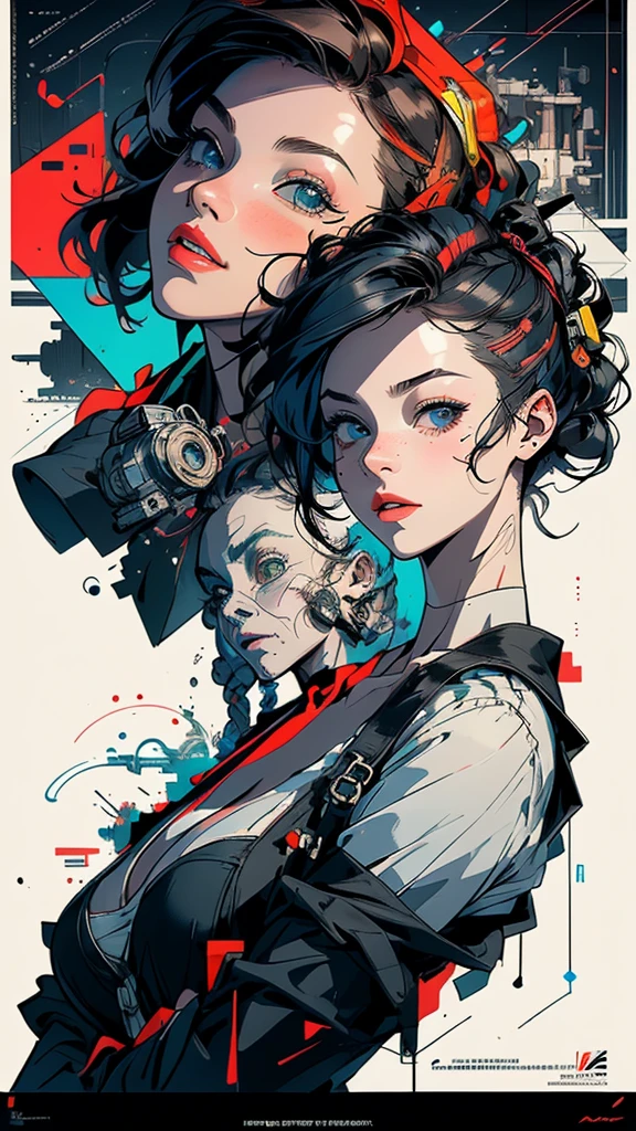 (((masterpiece, highest quality))),(((solo:1.2))),(((1girl:1.2))),32k wallpaper, very detailed, poster, vintage science fiction,(((((geometric cinematic movie poster))))), (bauhaus), shape,(((abstract))),(mid century modern),movie poster,(((((portfolio))))),(((((Close-up))))),(((((bust up))))),((((more various angle)))),(((highlight))),((((heterochromia)))),(((complete. detailed face))),(((Extremely talented))),(((((most complecated machine))))),Colorful color scheme,(Cleavage),(((((unlimited mechanic Workaholic))))),(((Absolutely blank background)))