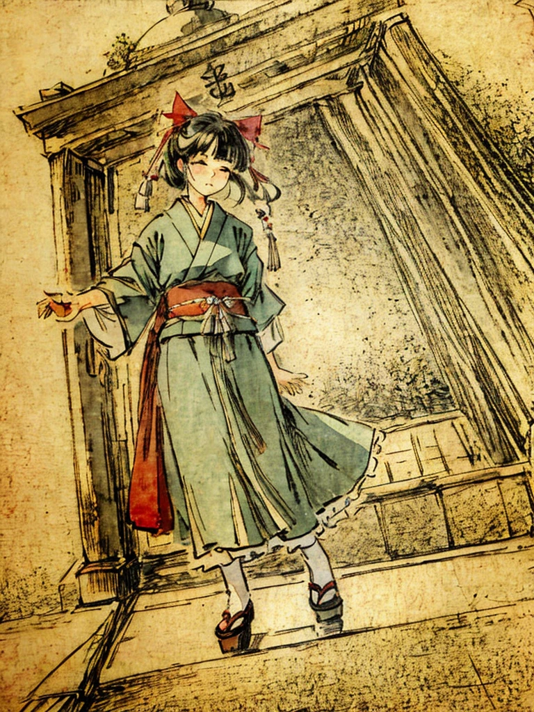 Two people、Shrine maiden、Dance、sacred、shrine