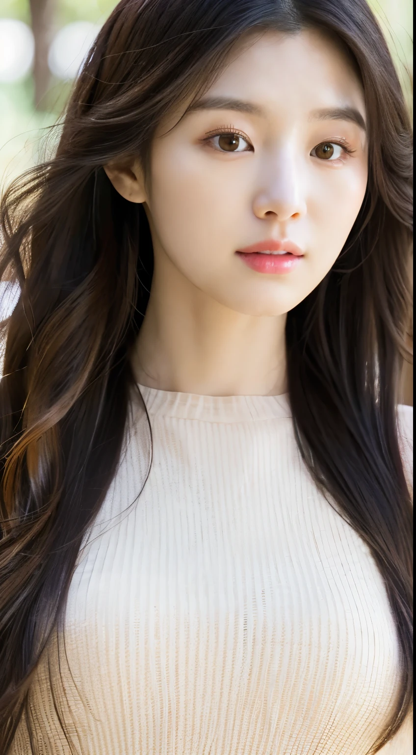 a close up of a woman with long hair wearing a tan top, beautiful south korean woman, korean girl, sakimichan, jaeyeon nam, gorgeous young korean woman, sun yunjoo, pale fair skin!!, heonhwa choe, 2 7 years old, korean woman, gongbi, pale porcelain white skin, beautiful young korean woman