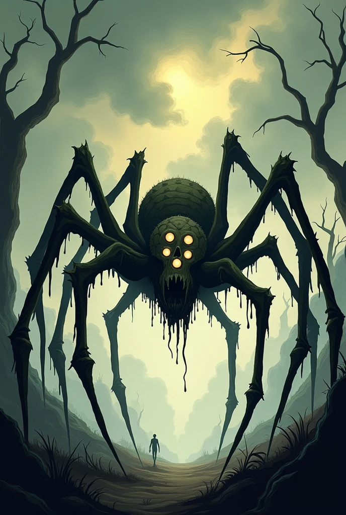 Generates the image of a spider in the style of dont starve