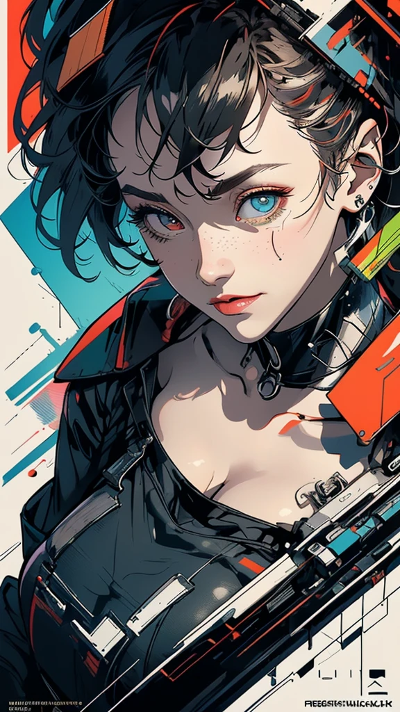 (((masterpiece, highest quality))),(((solo:1.2))),(((1girl:1.2))),32k wallpaper, very detailed, poster, vintage science fiction,(((((geometric cinematic movie poster))))), (bauhaus), shape,(((abstract))),(mid century modern),movie poster,(((((portfolio))))),(((((Close-up))))),(((((bust up))))),((((more various angle)))),(((highlight))),((((heterochromia)))),(((complete. detailed face))),(((Extremely talented))),(((((most complecated machine))))),Colorful color scheme,(Cleavage),(((((unlimited mechanic Workaholic))))),(((Absolutely blank background)))