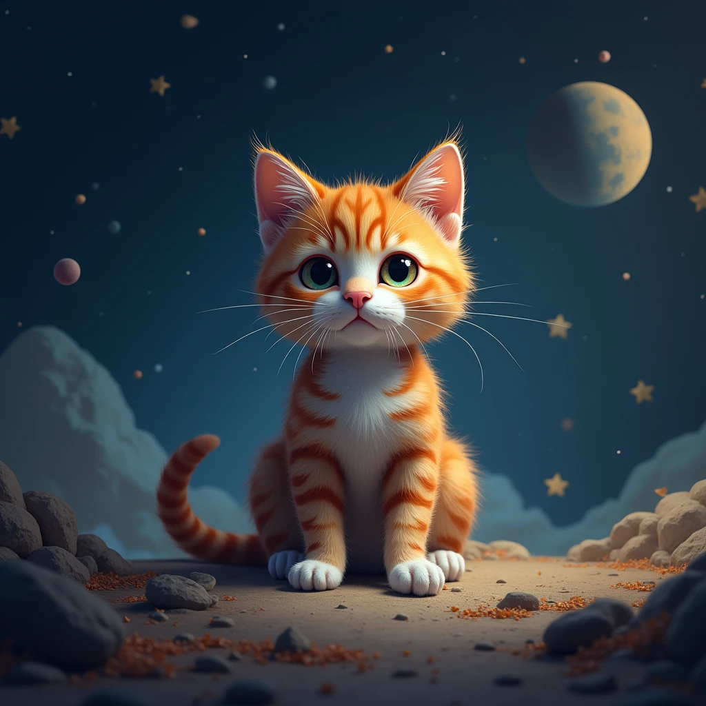 a cat, space,