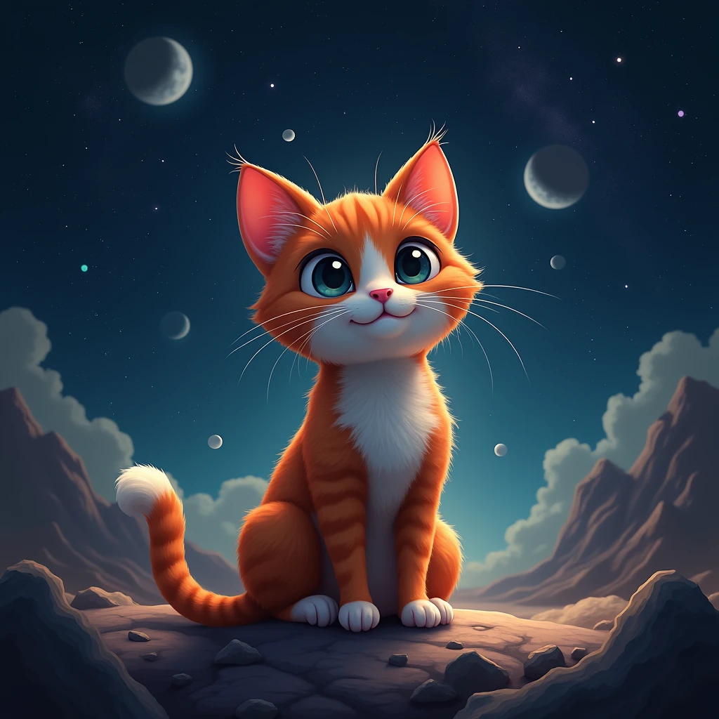 a cat, space,