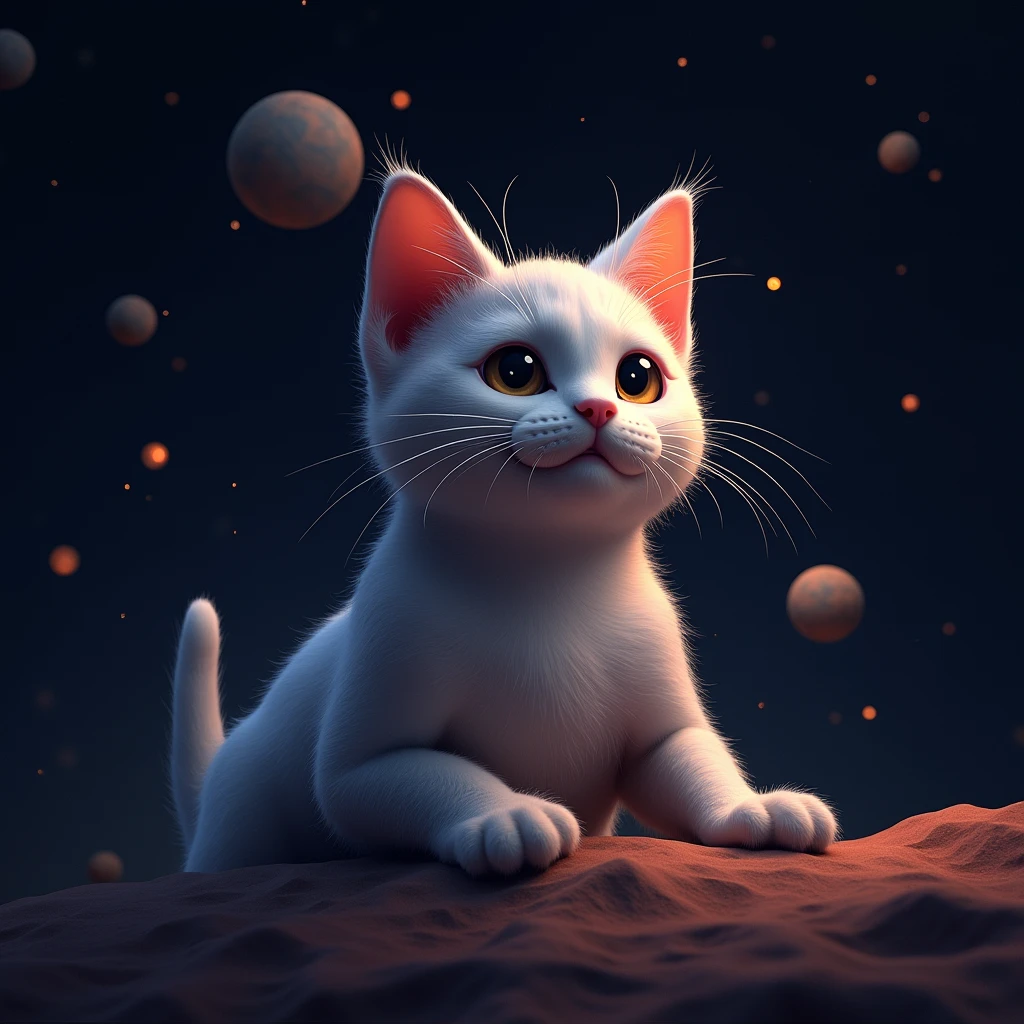 a cat, space,
