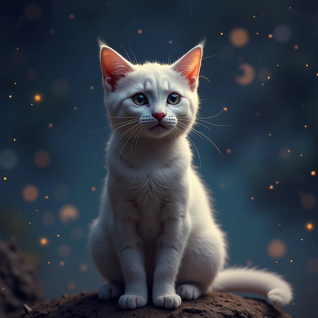 a cat, space,