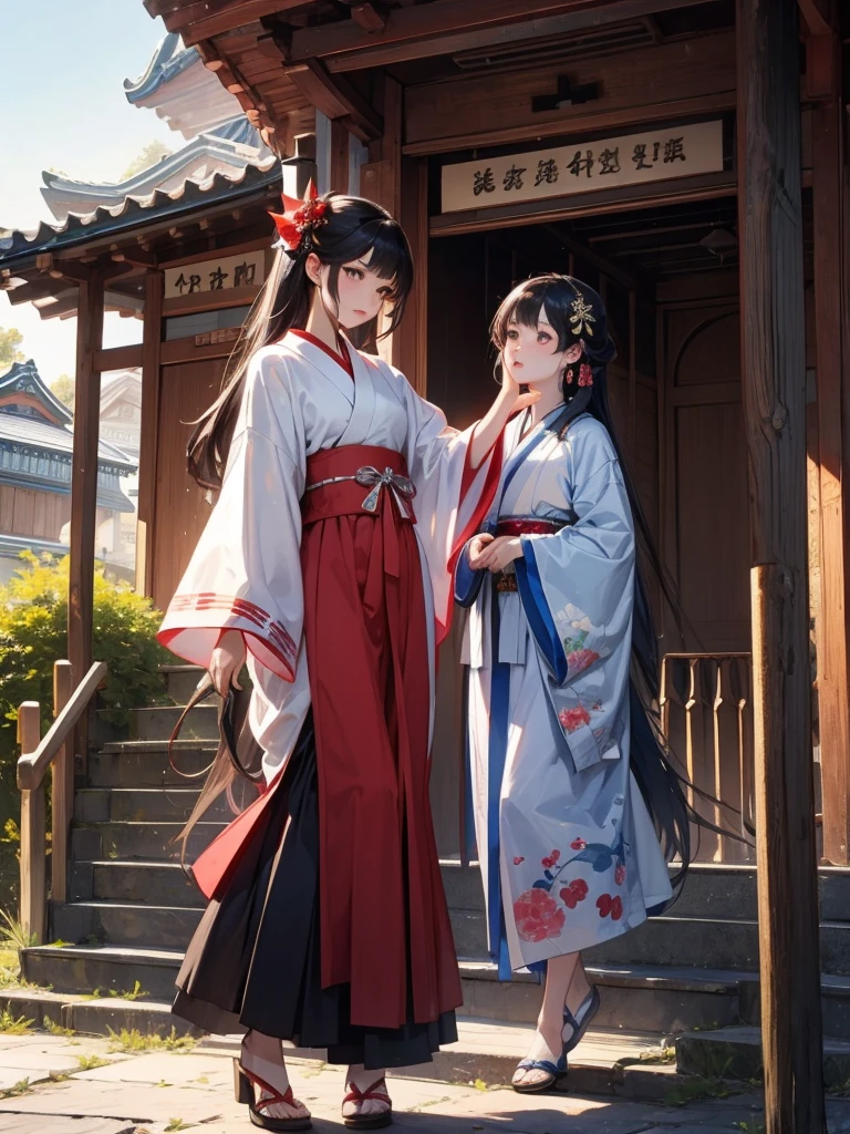 Two beautiful girls、Shrine maiden、Dance、sacred、shrine