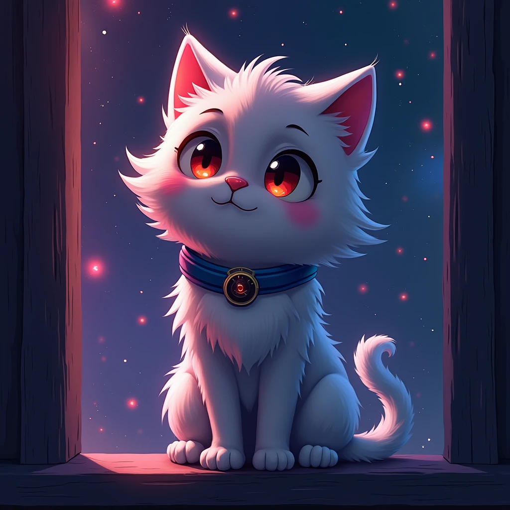 a cat, space, nebura, looking at viewer, 