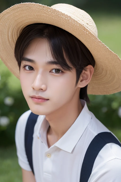 male　Korean　Handsome　Gray Eyes　Thin eyebrows　Fair skin