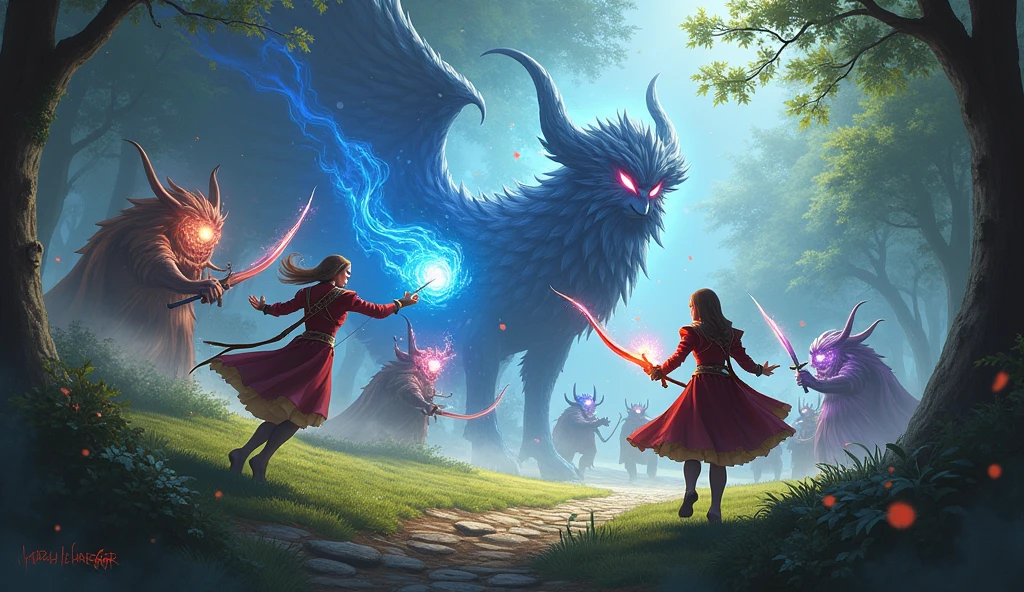 Alicia、Ellis、And the guardians of the forest join forces to fight the dark invaders..。The invaders wield dark magic、Second々And he attacks.。Aliciaは弓矢と剣で戦い、Ellisは魔法の力を駆使して侵略者を撃退しようとするが、enemy'The power is more than expected.。The guardians fight with all their might,、The invaders continue to grow。