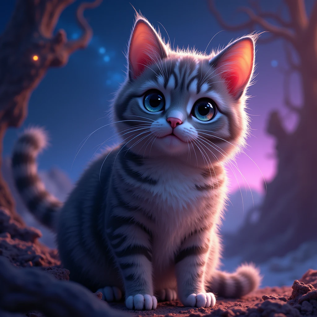a cat, space, nebura, looking at viewer,
