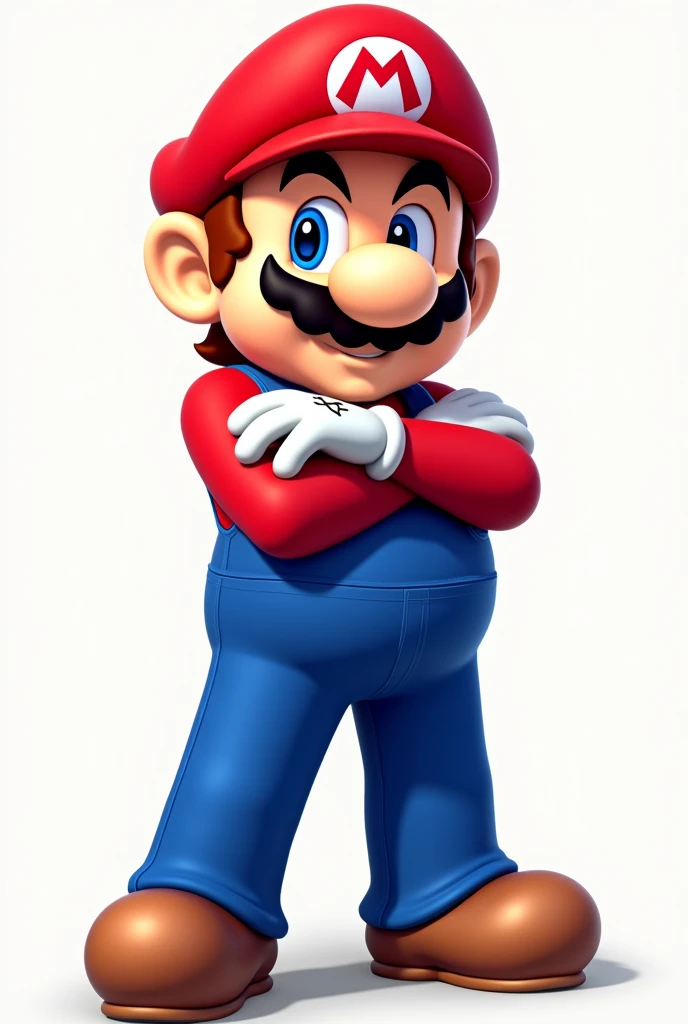 A Mario Bros png image showing the full body, with arms crossed