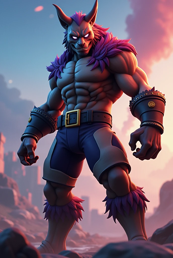 Create an image of a character that is a mix of Fortnite's Guff and X-Men's Beast