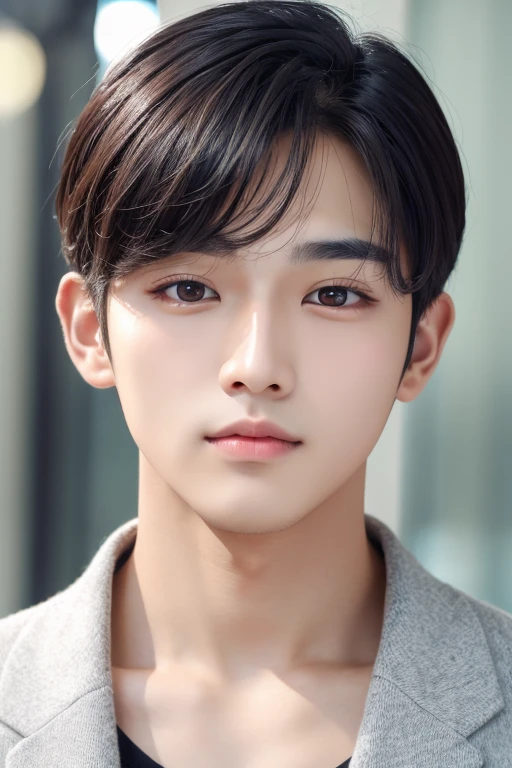 male Korean Handsome Gray Eyes Thin eyebrows Fair skin Double front