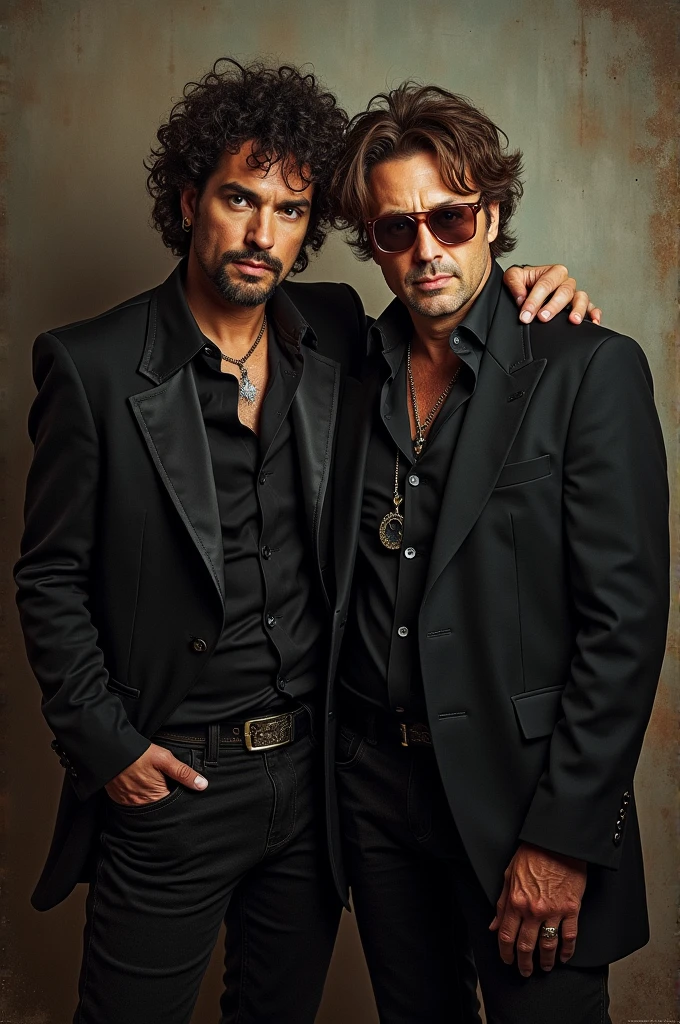 Create an image of Enrique Bunbury and Gustavo Cerati together
