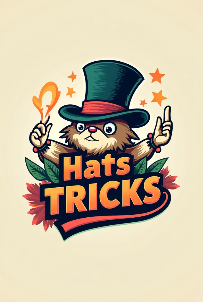 Generate a logo for my cap brand that contains the word “hats tricks”