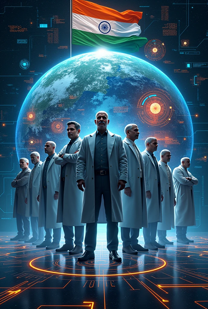 Create a sci-fi technical poster on India's INDEPENDENCE DAY