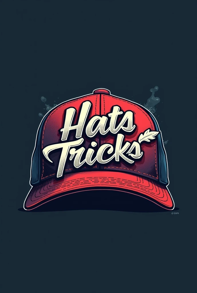 Generate a logo for my baseball cap brand that contains the word “hats tricks”
