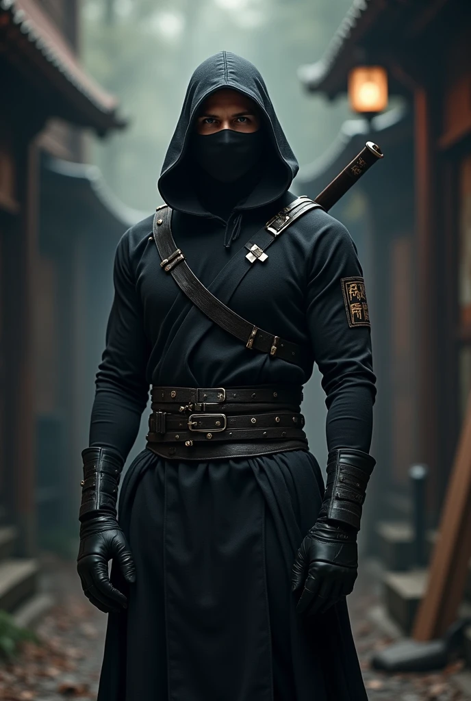 Draw the actor Chris Pratt dressed as a ninja