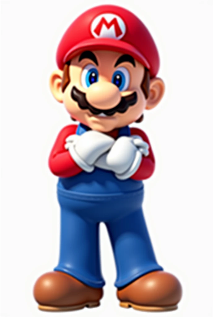 A Mario Bros png image showing the full body, with arms crossed with a normal face