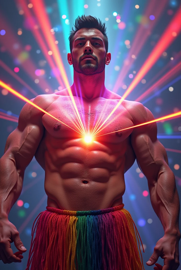 Large manly pec nipples that glow rainbow with laser beams coming out of them rainbow nipple tassles candy flavor